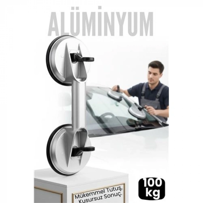 Nevamel® Profesyonel Alüminyum 100 KG Kilitli Vantuzlu Ağır Cam Seramik Fayans Mermer Kaldırıcı 115 mm