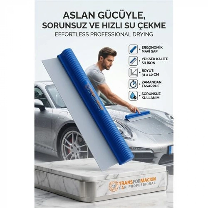 Nevamel® Profesyonel Araç Ykama Sonrası Su Çekme Aparatı | İz Bırakmaz Silikon Araç Kurulama Çekpası 723079