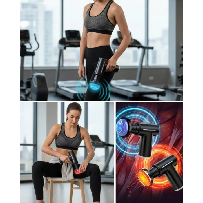 Nevamel® Profesyonel Derin Doku Masaj Aleti 6 Başlık 1800 mAh Batarya