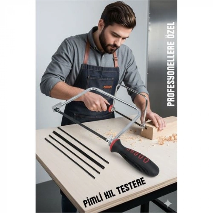 Nevamel® Profesyonel El Testeresi Kıl Testere + 5 Bıçak  Çok Amaçlı Hassas Ahşap/Metal Kesim Bıçakları