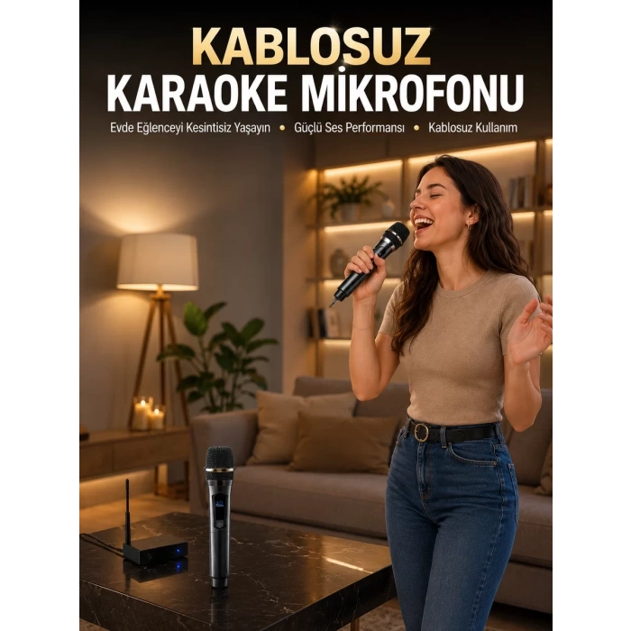 Nevamel® Profesyonel Kablosuz Mikrofon Seti Çift Mikrofonlu