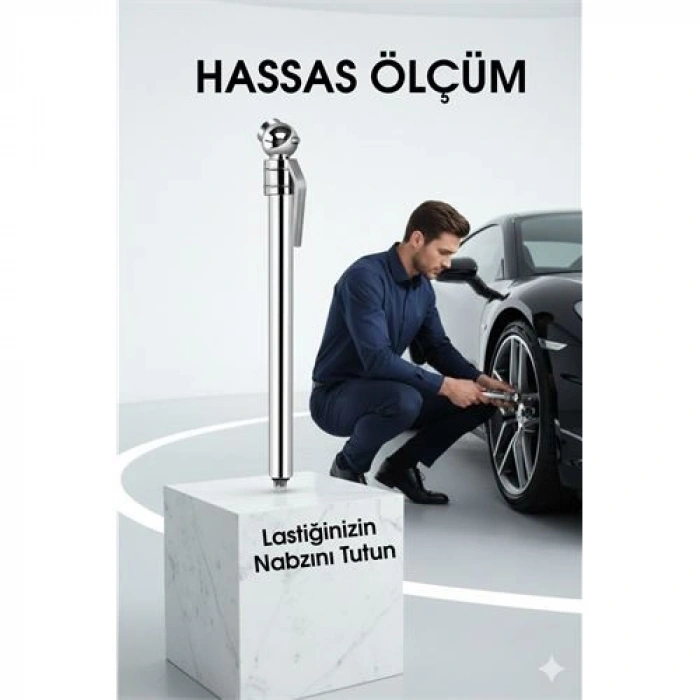 Nevamel® Profesyonel Kalem Tipi Lastik Basınç Ölçer Çift Skala PSI/bar Hassas Okuma