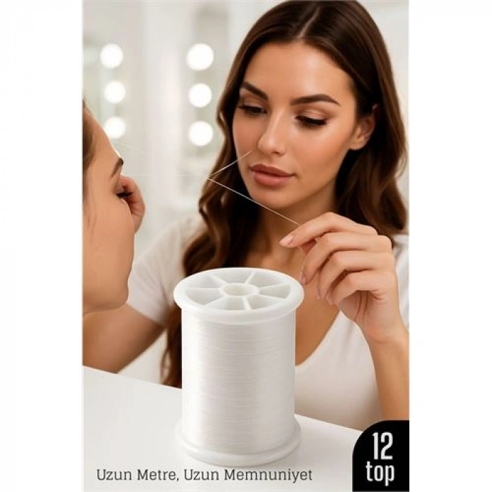 Nevamel® Profesyonel Kuaför Kaş Bıyık Alma İpi – Ekstra Sağlam 12 ADET X 500 metre Beyaz