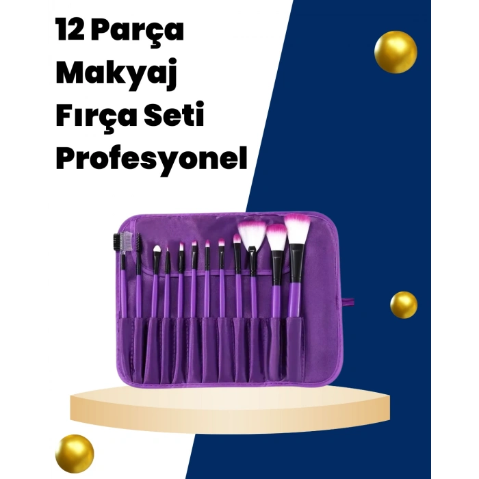 Nevamel Profesyonel Makyaj Uygulamalarına Özel 12 Parça Kompakt ve Hafif Makyaj Fırça Seti