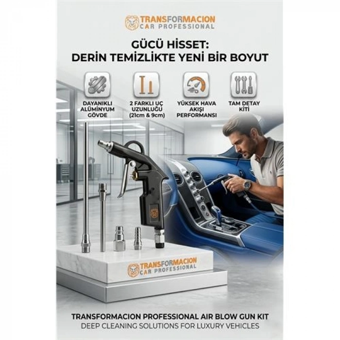 Nevamel® Profesyonel Metal Hava Üfleme Tabancası Seti - 21 cm Uzun ve Kısa Nozul Kompresör Ucu 723153