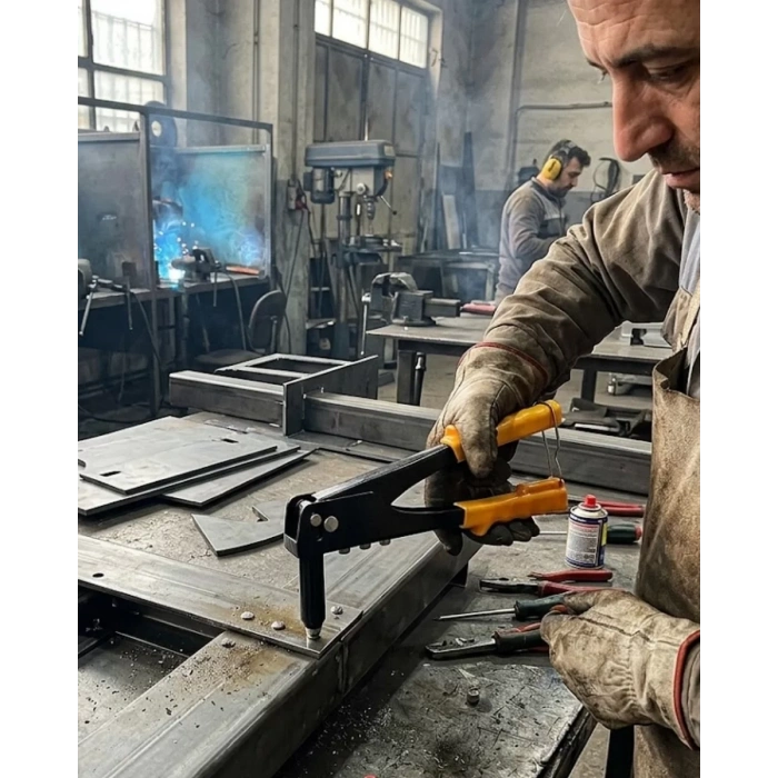 Nevamel® Profesyonel Perçin Tabancası Uzun Burunlu Kaymaz Tutma Kollu El Aleti