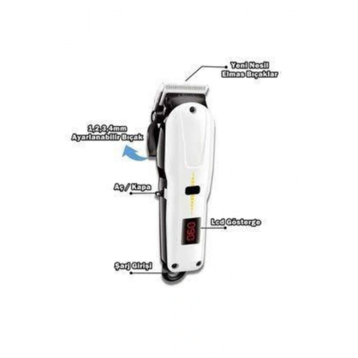 Nevamel® Profesyonel Şarjlı Tıraş Makinesi Turbo Kablosuz Saç Kesme Makinesi