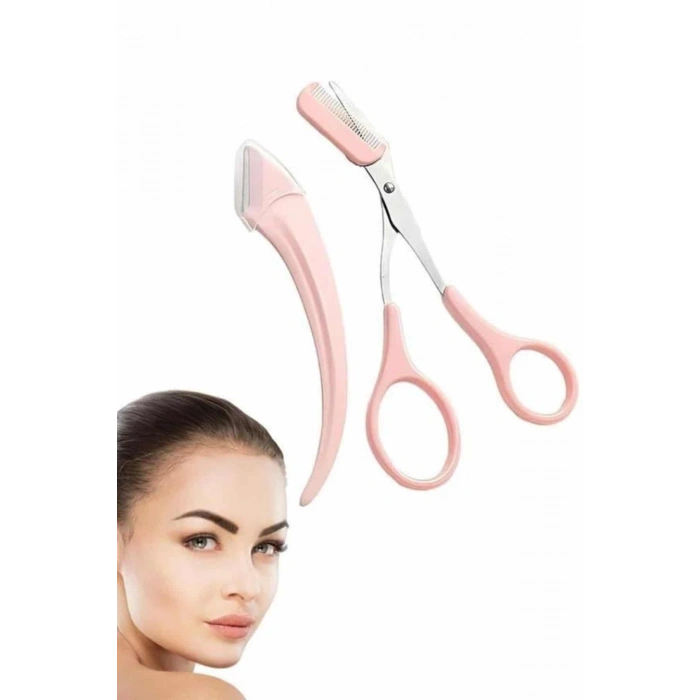 Nevamel® Profesyonel Taraklı Kaş Usturası ve Kaş Makası Bıyık Alma Kaş Usturası