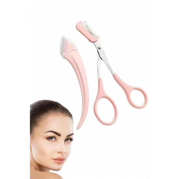 Nevamel® Profesyonel Taraklı Kaş Usturası ve Kaş Makası Bıyık Alma Kaş Usturası