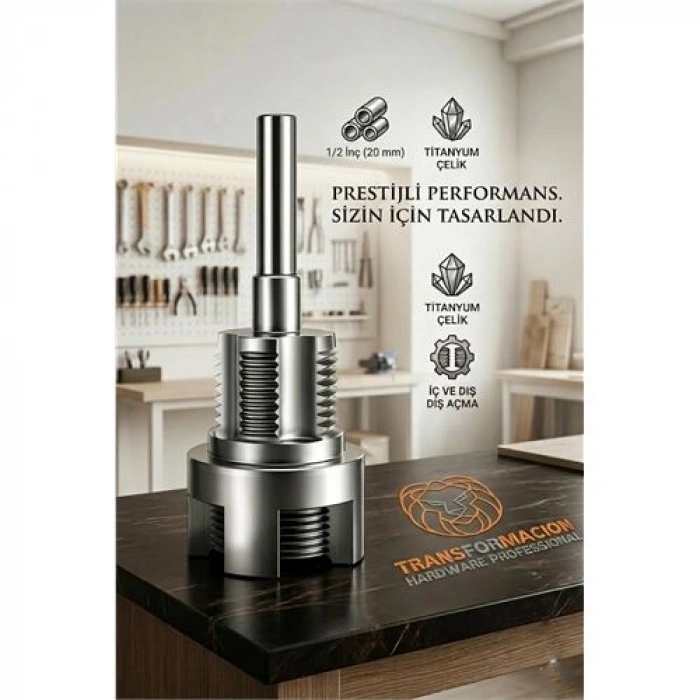 Nevamel® Profesyonel Titanyum PPRC PVC Boru Diş Açma Aparatı – 1/2” (20 mm) Boru Raybası | Mükemmel Kalibrasyon Anahtarı 723008