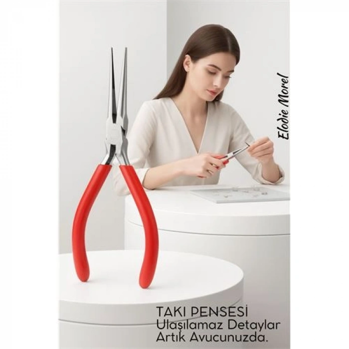 Nevamel® Profesyonel Uzun İnce Sivri Uçlu Kargaburun Takı Pensesi 12 cm - Hassas Mücevherat Onarımı