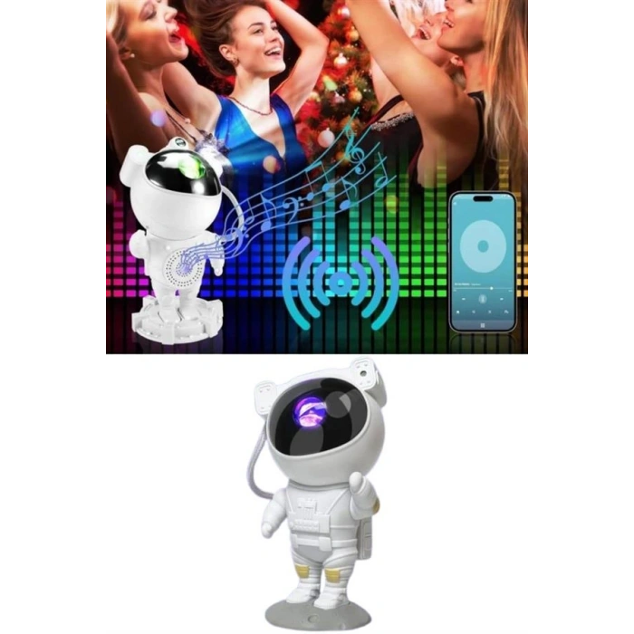 Nevamel Projeksiyon Astronot Lamba Speaker Sevimli Astronot Bluetooth Hoparlör