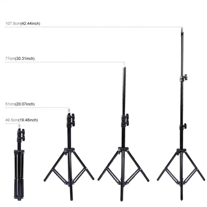 Nevamel PULUZ 1.1M Çift Telefon tutucu 6.2CM Led Işık Stand YoutuberCanlı Yayın Selfie TikTok Makeup-(5775)