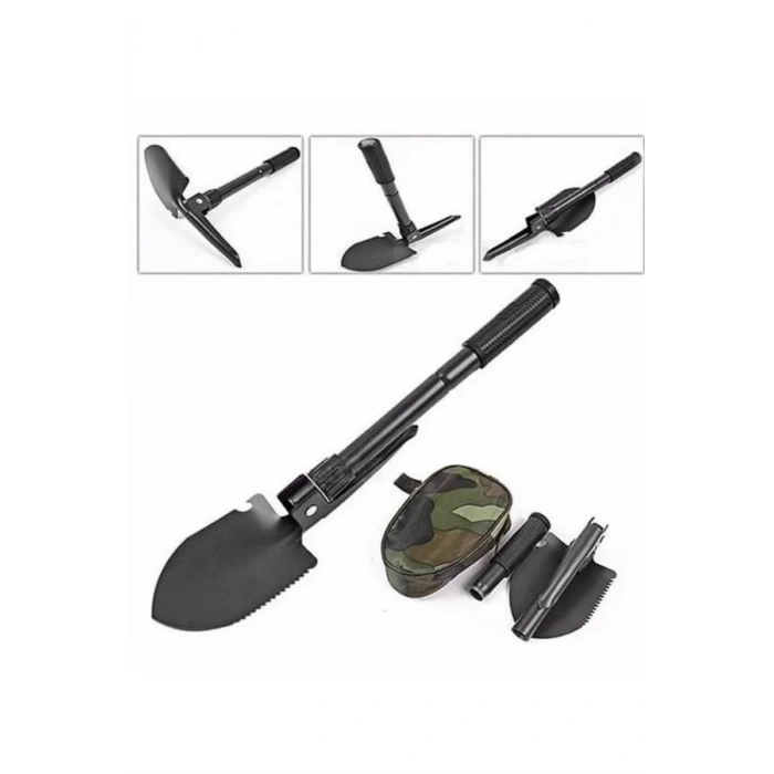 Nevamel® Pusulalı Katlanabilen Portatif Çantalı Mini Kazma Kürek Seti