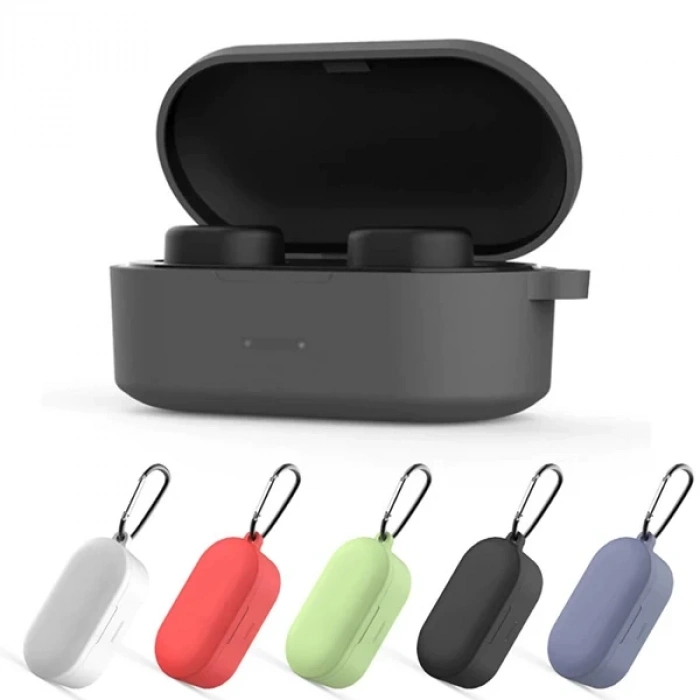 Nevamel QCY T1S/T2C Bluetooth Kulaklık İçin Silikon Koruma Kılıf+ Anahtarlık-(5775)