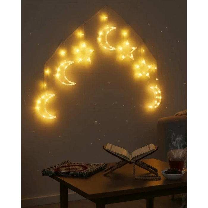 Nevamel® Ramazan Dekorasyon İçin Büyük Ay Yıldız Led Işık