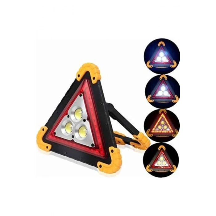 Nevamel® Reflektör Işıklı Ikaz Lambası Şarjlı Çok Fonksiyonlu Işıklı Üçgen Reflektör