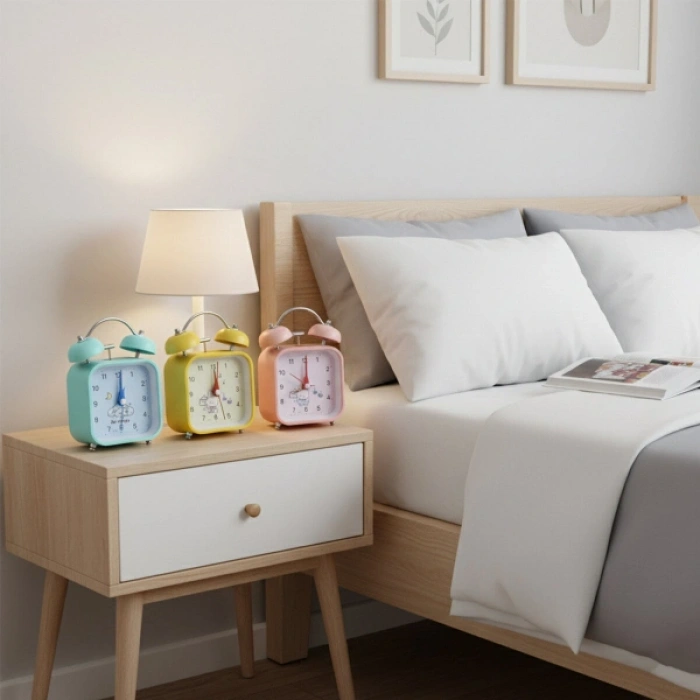 Nevamel® Renkli Kare Masa Çalar Saati