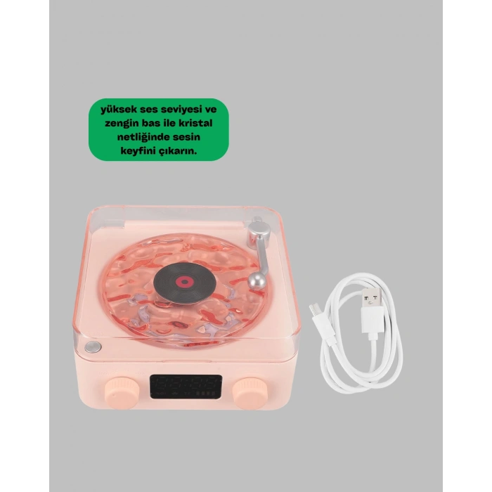 Nevamel Retro Bluetooth Hoparlör – Kristal Ses Gece Lambası Saatli Tasarım