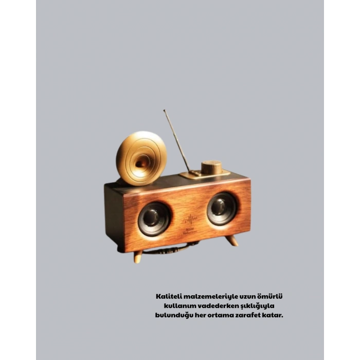 Nevamel Retro Gramofon Tasarımlı Bluetooth Hoparlör – 3D Stereo Ses 1800 mAh Batarya