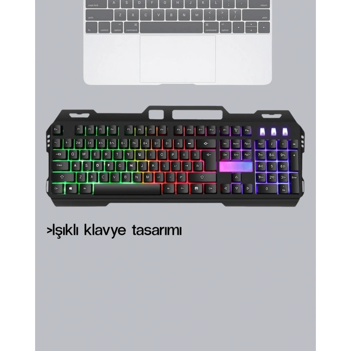 Nevamel RGB Aydınlatmalı Klavye Mouse Seti – USB Bağlantılı Türkçe Q Ayarlanabilir DPI Ergonomik Yapı