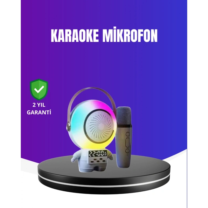 Nevamel RGB Işıklı Astronot Bluetooth Hoparlör Karaoke Mikrofonlu