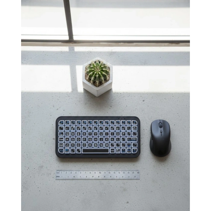 Nevamel® RGB Işıklı Kablosuz Mini Klavye 10 mm İnce Gövde