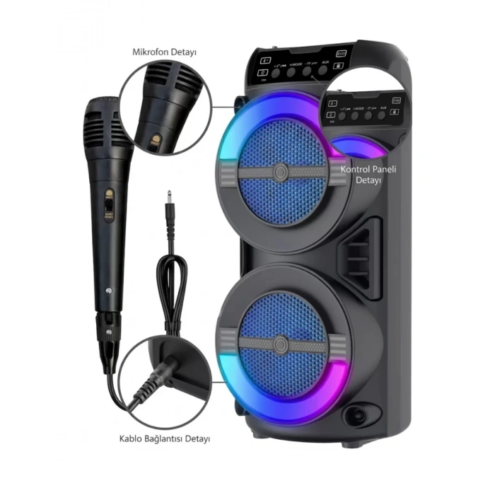 Nevamel® RGB Işıklı Taşınabilir Bluetooth Hoparlör Güçlü Stereo Ses