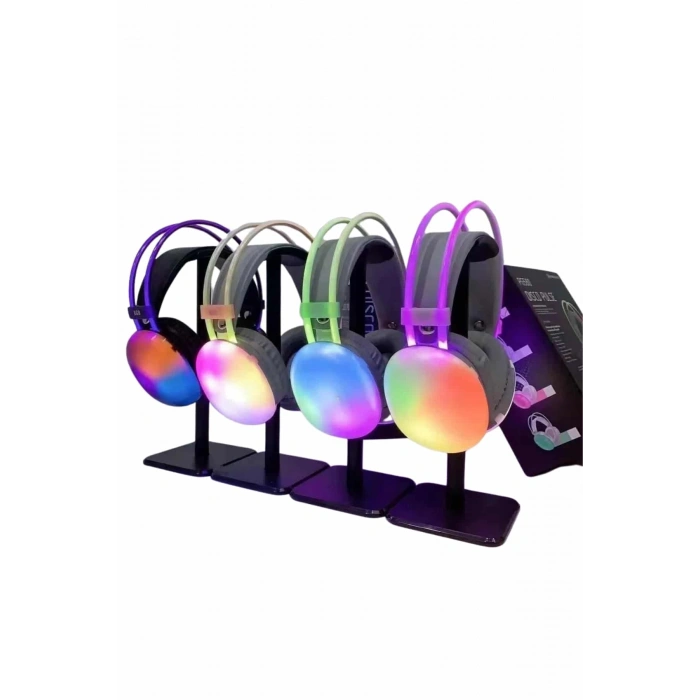 Nevamel RGB Işıklı Yüksek Ses Kaliteli Kablosuz Kulak Üstü Bluetooth Kulaklık