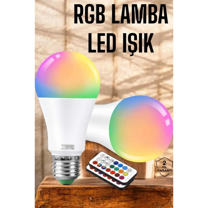 Nevamel RGB Led Lamba Led Işık Ampul Renk Değiştirebilen 100 Watt