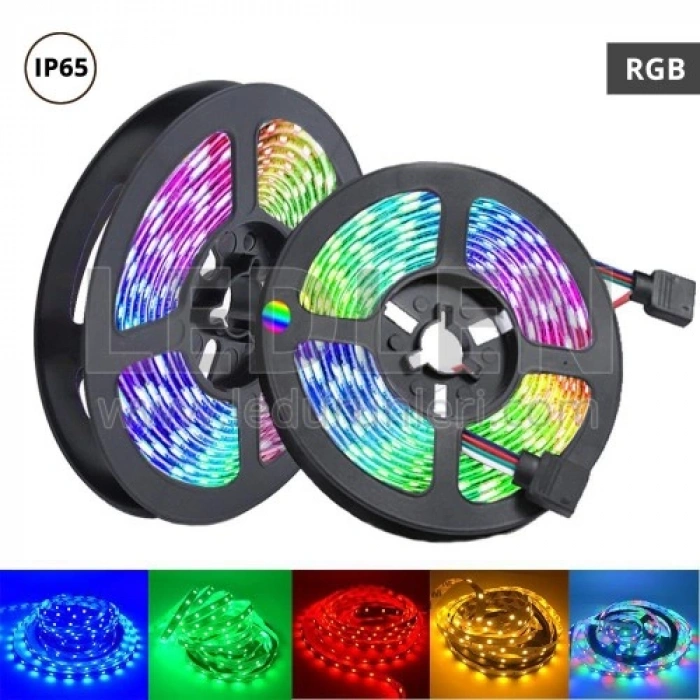 Nevamel Rgb Şerit 5 Metre 16 Renkli Kumandalı Adaptörlü Çift Taraflı Bant