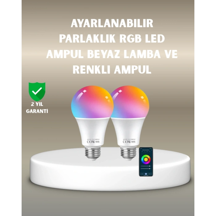Nevamel RGBW Teknolojili Akıllı LED Ampul Zamanlayıcılı