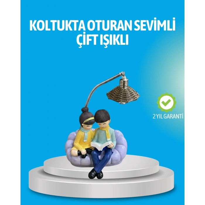 Nevamel® Romantik Çift Figürlü Okuyan Çift Masa Lambası Dekoratif LED Aydınlatma