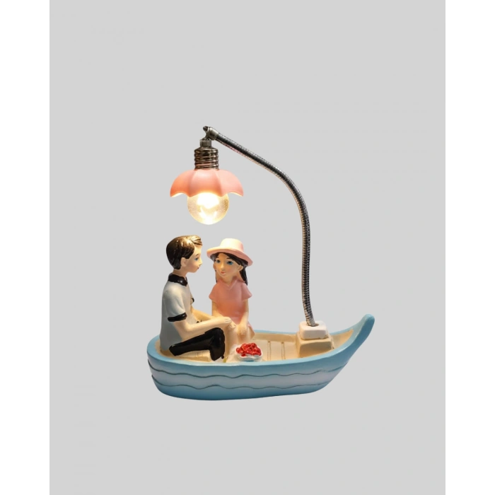 Nevamel® Romantik Sandal Üzerinde Çift Figürü LED Gece Lambası Masa Dekoru