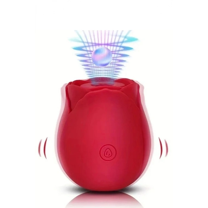 Nevamel® Rose Klitoral Emiş Ve Titreşim Vibratörü – Şarjlı Silikon Gül Tasarımlı Uyarıcı - Kırmızı