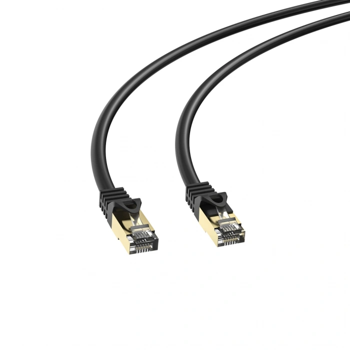 Nevamel® S-LINK MM-CAT702 CAT7 Patch 2Mt Gold Uçlu   FTP CCA Ağ Bağlantı Kablosu (Siyah)(1923)