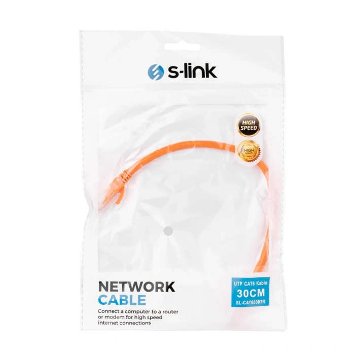 Nevamel® S-LINK SL-CAT6030TR CAT6 Patch 30CM Kablo(Turuncu)(1923)