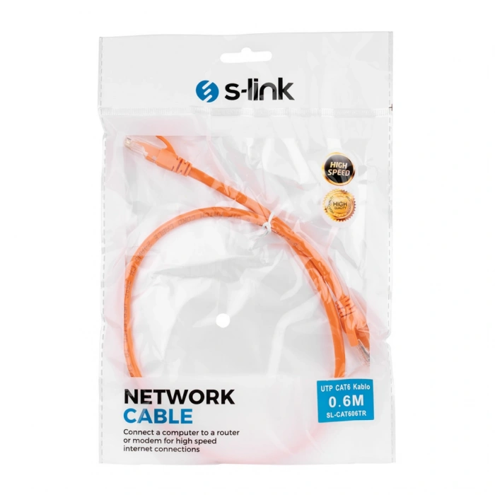 Nevamel® S-LINK SL-CAT606TR CAT6 Patch 60CM Kablo (Turuncu)(1923)