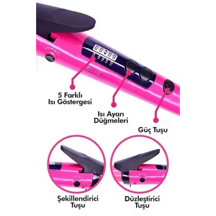 Nevamel Saç Düzleştirici Şekillendirici Saç Maşası İkili Şekillendirici Isı Ayarlı