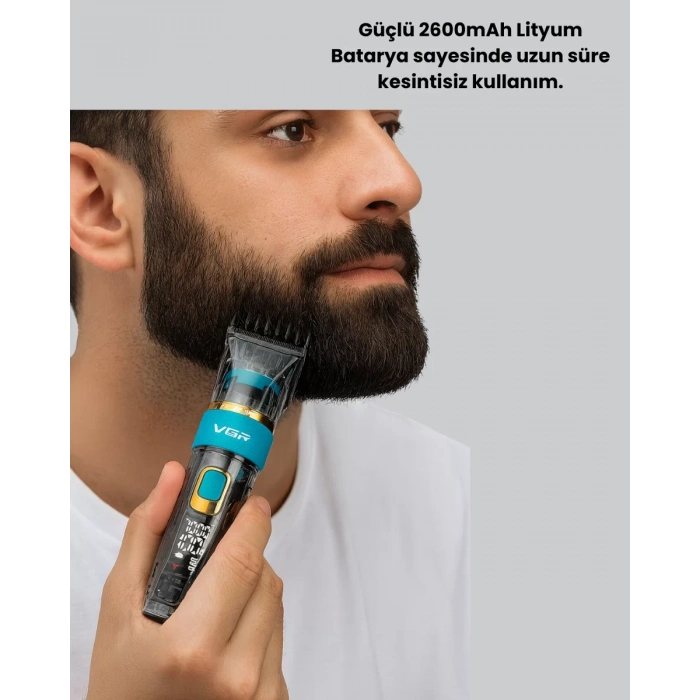 Nevamel® Saç ve Sakal Kesme Makinesi LED Ekranlı Profesyonel  5 Adet Uzunluk Ayarı