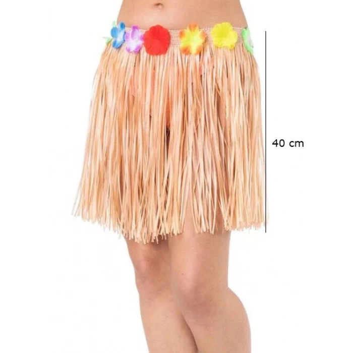 Nevamel Saman Renk Püsküllü Hawaii Luau Hula Etek