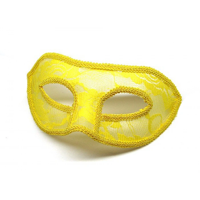 Nevamel Sarı Dantel Tül Parti Maskesi