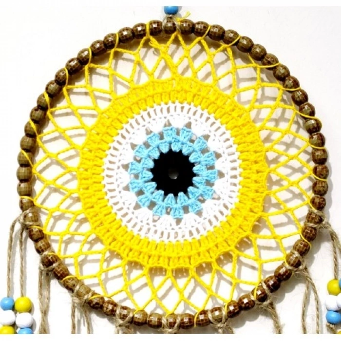 Nevamel Sarı Motifli Renkli Boncuklu El Yapımı Duvar Süsü