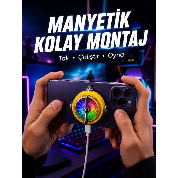 Nevamel® Şarj Edilebilir RGB Telefon Soğutucu Oyun Fanı