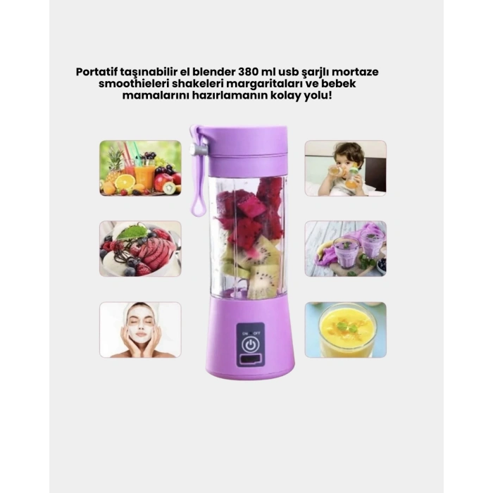 Nevamel® Şarjlı 380ml Portatif Smoothie Blender USB Mini Shake Yapıcı