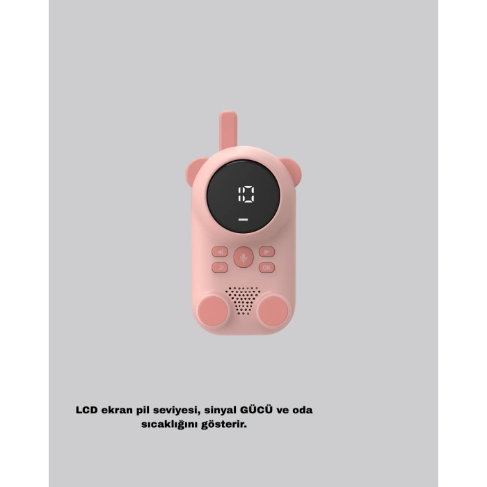 Nevamel® Şarjlı Bebek Telsizi Uzun Mesafe 22 Kanal LCD Ekran VOX Modu 400 mAh