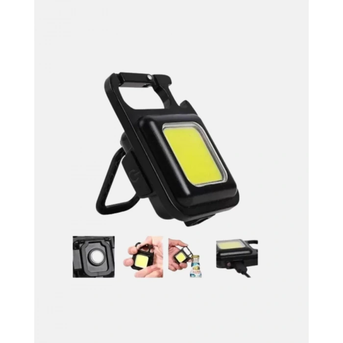 Nevamel® Şarjlı COB LED Anahtarlık Fener – 4 Modlu Manyetik ve Katlanabilir Standlı