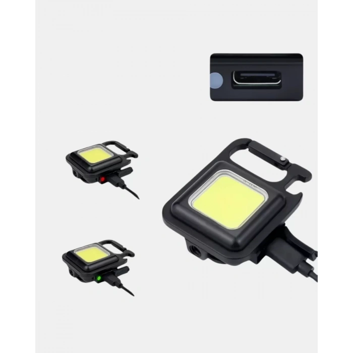 Nevamel® Şarjlı COB LED Anahtarlık Fener – 4 Modlu Manyetik ve Katlanabilir Standlı