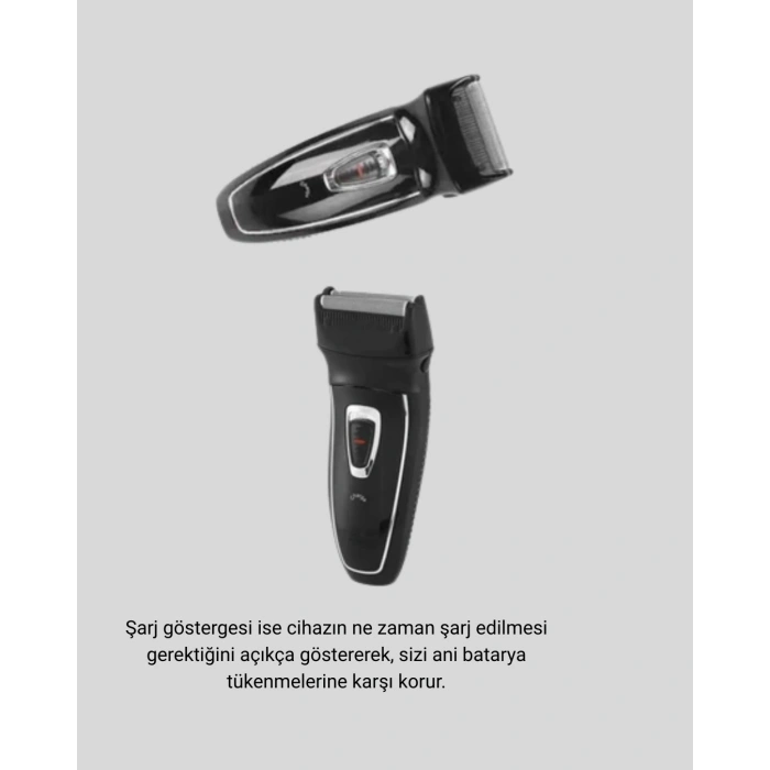 Nevamel® Şarjlı Kablosuz Tıraş Makinesi Çift Başlık Kuru Tıraş Ergonomik Taşınabilir