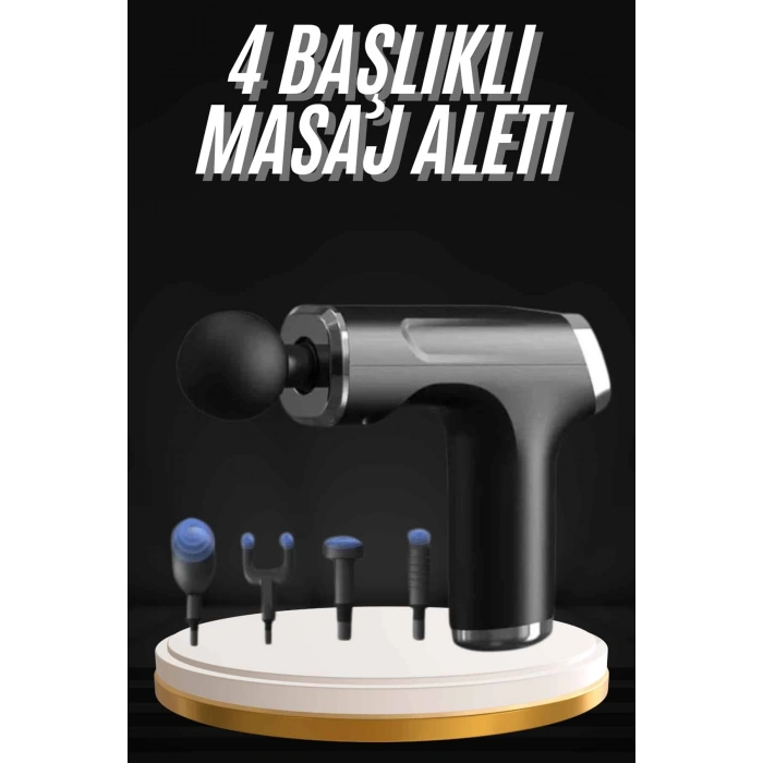 Nevamel Şarjlı Masaj Tabancası 4 Başlıklı Mini Masaj Tabancası ve Masaj Aleti